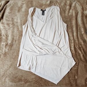 Heathered Cream White House Black Market Wrap Tank Top
